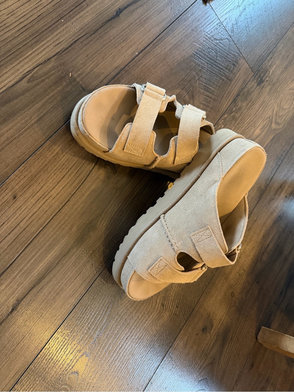 UGG Women's Tan Suede Double-Strap Platform Sandals